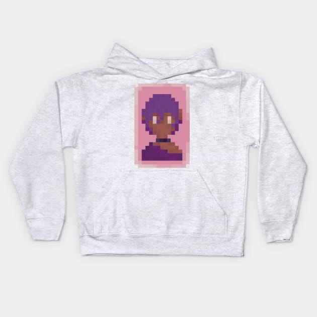 Pixelart Girl Face Kids Hoodie by montanhaflorida